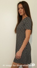LOFT, Size S, Soft Pullover Short Sleeve Dress with White Graphic Pattern