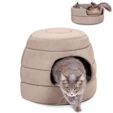 2 in 1 Pet Bed for Cats or Small Dogs - Cozy Cat Cave or Plush Dog Bed - Indo...