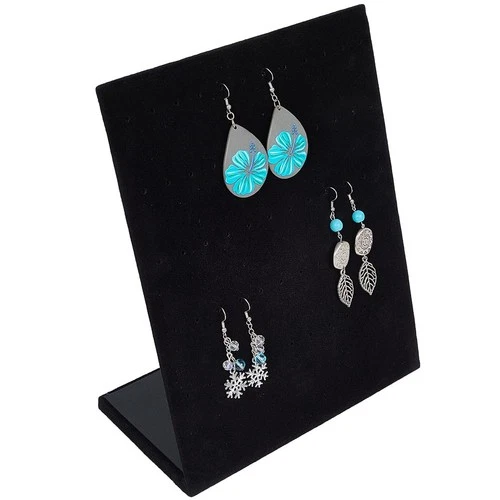 60-Hole Velvet Earring Display Stand L-Shape 30 Pair Jewellery Organiser – Black