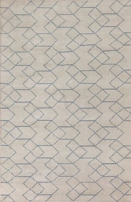 Ivory/ Blue Moroccan Area Rug 5x8 Hand-knotted Wool Oriental for Any Room