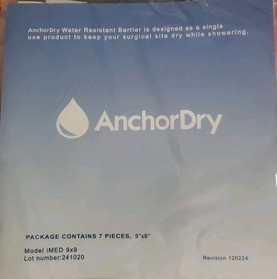  NEW Pack of 7 AnchorDry Moisture Barrier Shower Protection Shields 9 X 9 