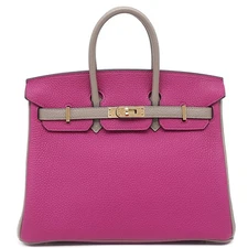 HERMES Handbag Birkin 25 Togo  Rose Purple x Tourtiere Gray Gold Metal [PO