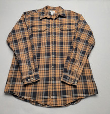 Carhartt Men's Brown Black Plaid Long Sleeve Flannel Shirt Size XL Tall