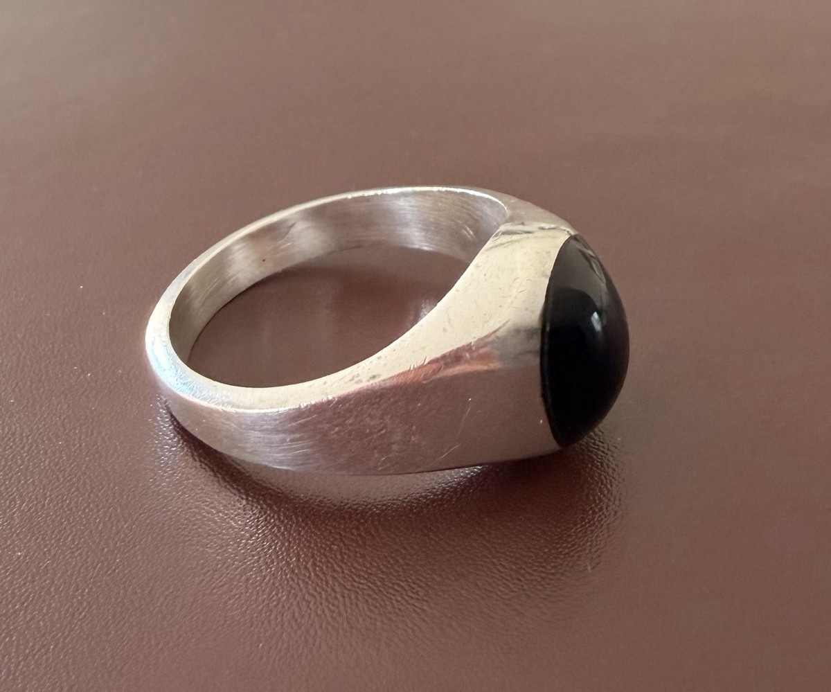 Vintage 925 México Silver Ring With Round Onyx Gemstone Size 12 | eBay