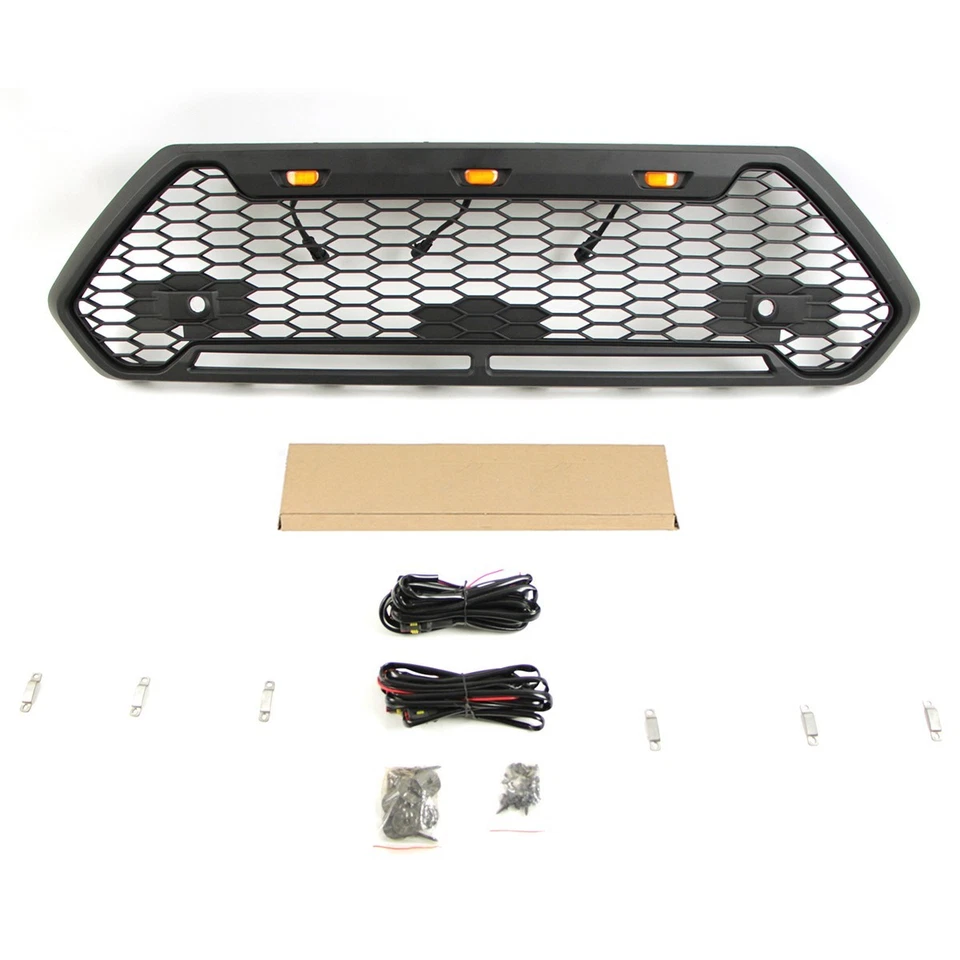 Black Front Grille  Fits For Toyota RAV4 2019-2024 Grille W/Amber Lights - Image 4 of 4