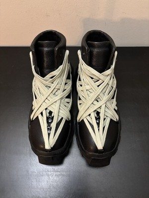 Rick Owens Megalace Bozo Tractor Leather Sneaker Boots Black | eBay