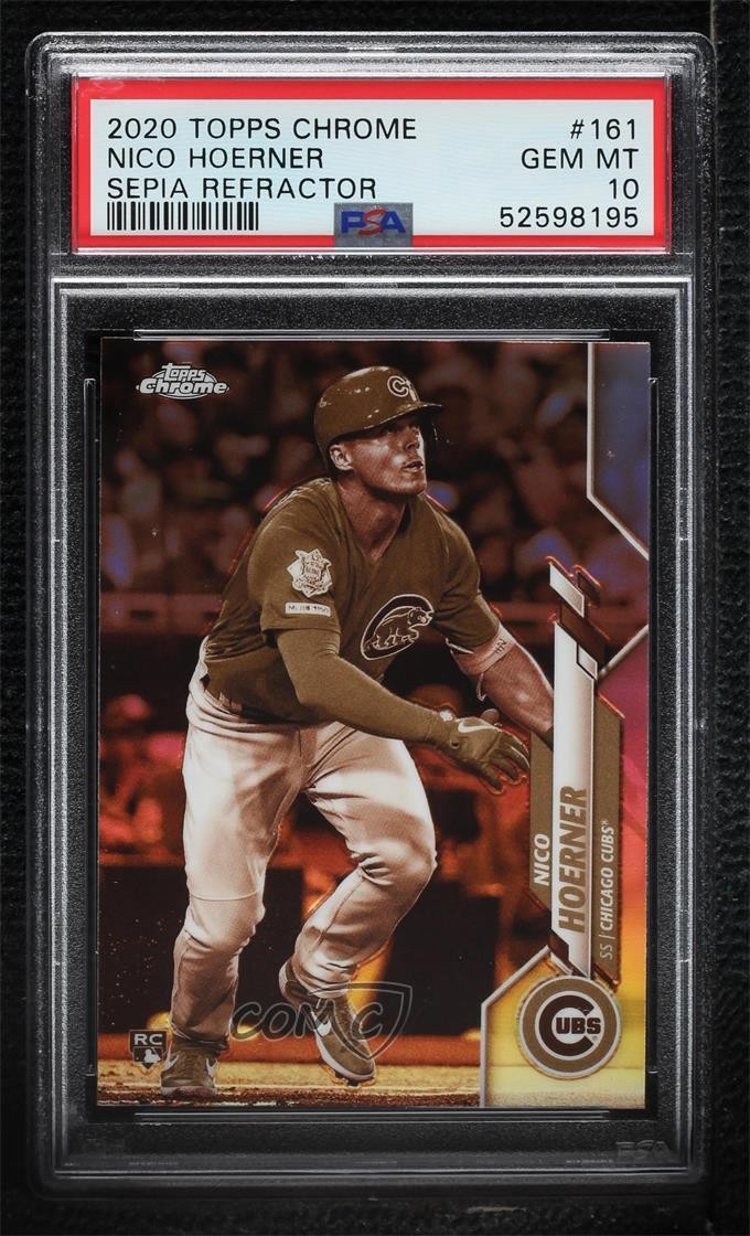2020 Topps Chrome Sepia Refractor Nico Hoerner #161 PSA 10 GEM MT Rookie RC 0m4x