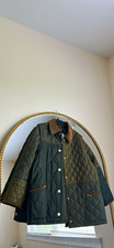 Barbour Women’s Quilted Jacket Green/Brown Corduroy Collar Button
