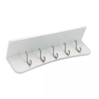 23-5/8 In. (601 Mm) White and Matte Nickel Utility Hook Rack with Shelf