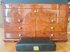 Humidor Cigar Wooden Box Supreme Cedar Lined Brown 18"x11"x11" & Travel Humidor