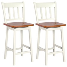Costway Set of 2 Swivel Bar Stools 24.5" Counter Height Dining Bar Chairs Cream