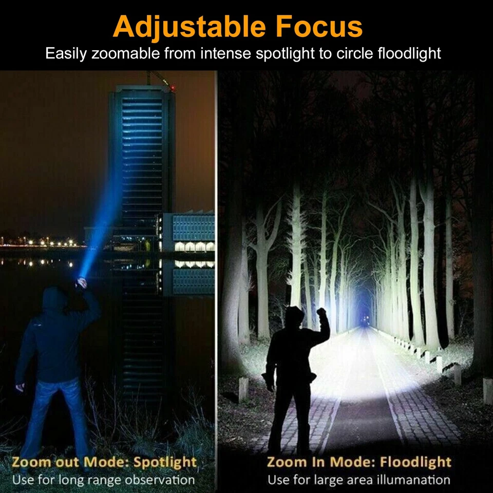 90000LM Taschenlampe USB Aufladbar Taktisch mit Zoom für Outdoor Mit Akku - Bild 4 von 4