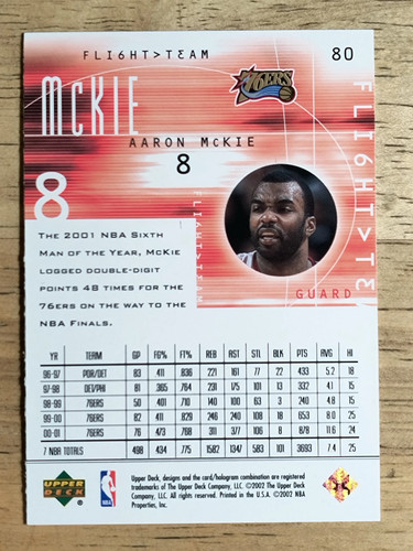2001-02 Upper Deck Flight Team #80 Aaron McKie - Picture 2 of 2