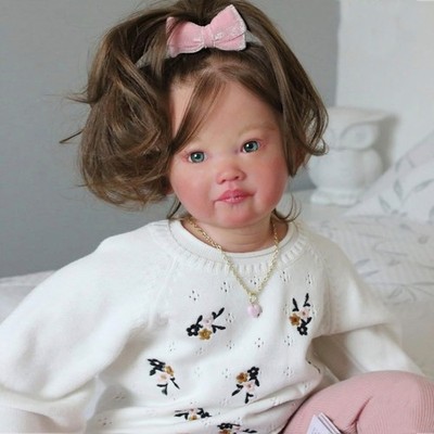 30'' Artist Painted Reborn Baby Doll Toddler Girl with Rooted Hair Cloth Body Toy