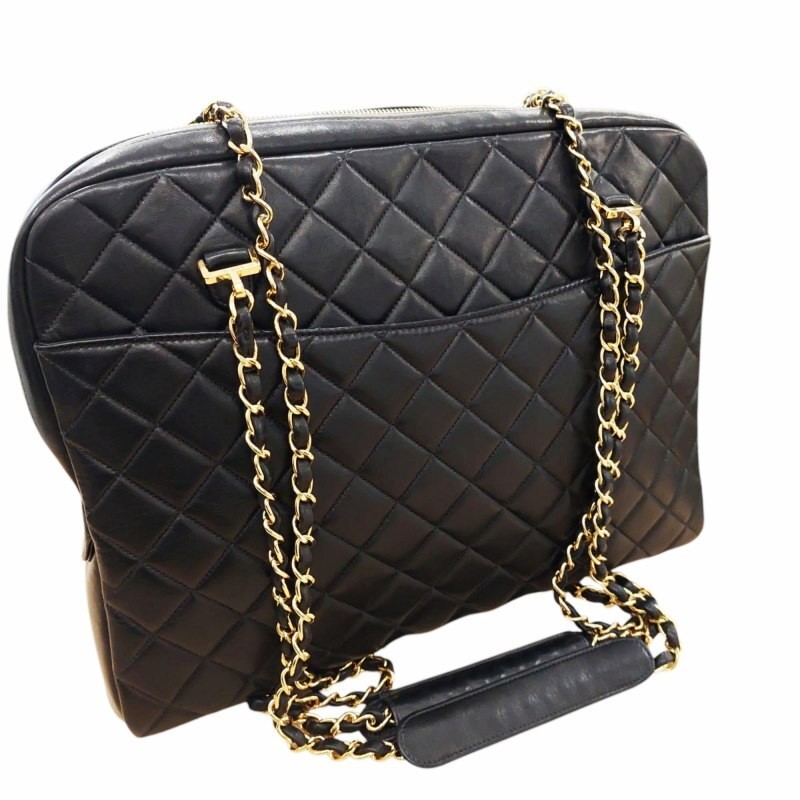 CHANEL Vintage Matelass Double Chain Shoulder Bag with Coco Mark Plate