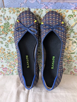Rothy's The Bow Evening Metallic Knit Fabric Ballet Flats Round Toe Size 10.5