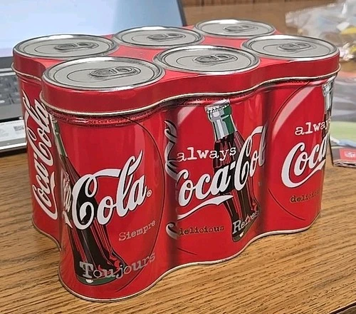 Vintage 1998 Collectible Coca-Cola 6-Pack Tin Container
