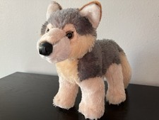 Aurora Timber Wolf Plush Husky Dog Stuffed Animal Gray Cream Brown Eyes 12 Inch