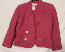 YSL Yves Saint Laurent Encore Pink Textured Cotton Blazer Jacket Sz 8