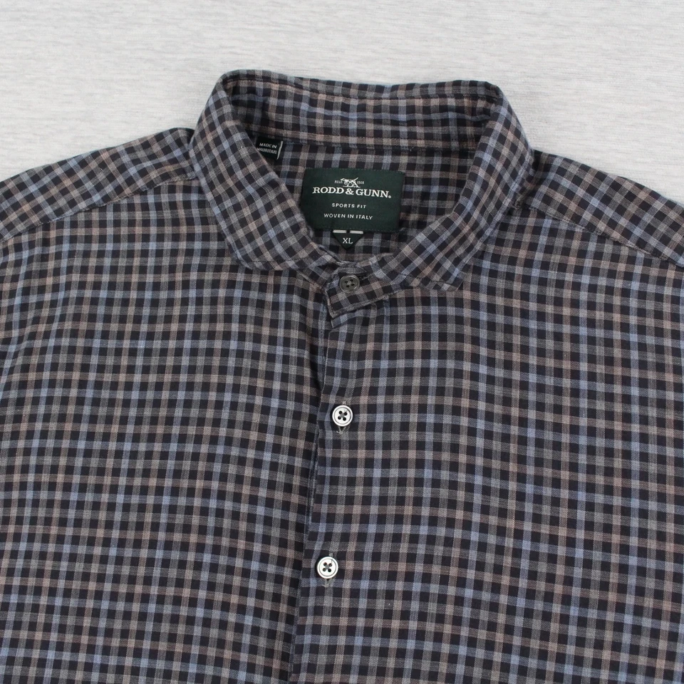 Camisa deportiva Rodd & Gunn manga larga abotonada para hombre talla XL azul marrón negra Foto 2 de 4