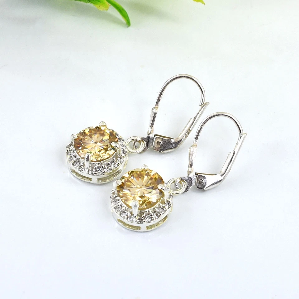 ¡Pendientes de diamantes de champán con certificación de 4 quilates! Gran brillo sin tarifa. Foto 3 de 4