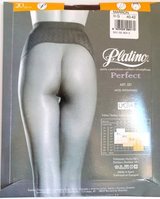 PLATINO PERFECT BROWN PANTY TIGHTS size L - Image 1 of 4