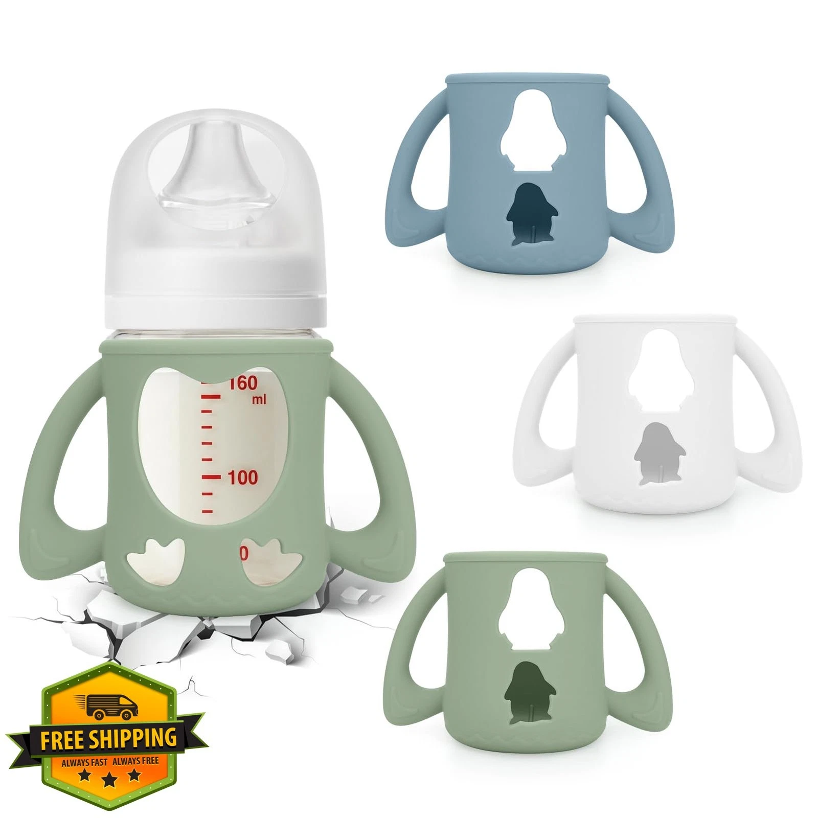 BUSOHA Pigeon Bottle Sleeves White/Blue/Green 3 Pack