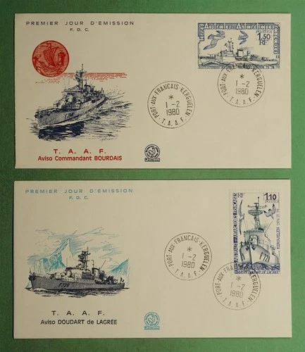 DR WHO 1980 FRENCH ANTARCTIC FSAT 2 FDC NAVY SHIP CACHET w29815