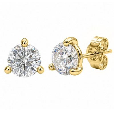 Diamonair 0.33 Round cut Lab Grown Diamond (F/VS+) Gold over Silver Stud Earring