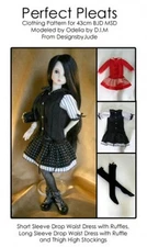 Pleat Dress Doll Clothes Sewing Pattern 43cm Ball Joint MSD Dollfie