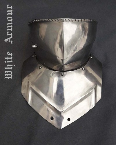 Medieval Sallet Helmet With Bevor 18 Gauge Steel larp Reenactment Helmet - Picture 8 of 8