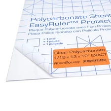 Polycarbonate Clear Plastic Sheet 12" X 12" X 0.0625" (1/16") Exact, EasyRuler