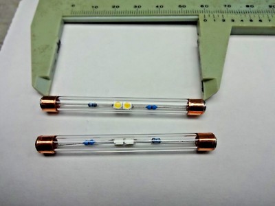 6.3 VAC WARM WHITE FUSE LAMPS 6MM OD X 60MM LONG  2PK SET FITS SOME FISHER   