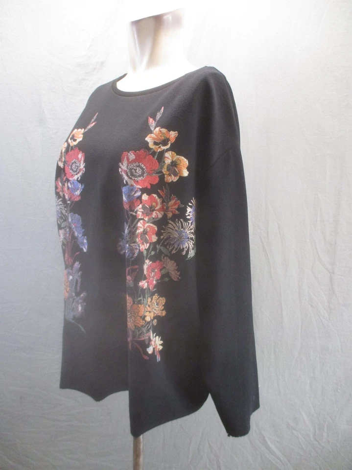 Sudadera informal suelta elástica cuello redondo negra floral talla XL de ZARA 119 Foto 3 de 4
