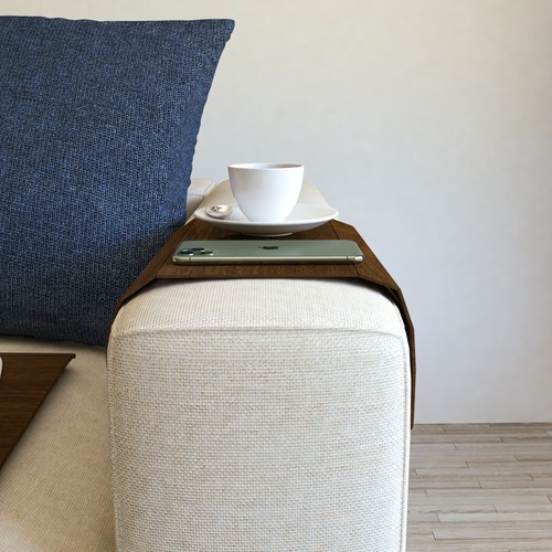 Set of 2 Wooden Sofa Tray, Armrest Tray Table for Couch, Foldable, Flexible Sofa - Picture 8 of 28