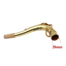 Tenor Sax neck gold lacquer brass material Saxophone neck Woodwind 28mm