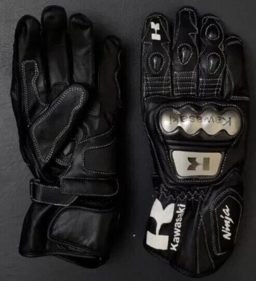 Kawasaki Ninja Motorcycle Motorbike Motogp Racing Leather black Gloves