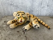 Vintage R Dakin Japan 1960's Tiger W/ Green Eyes Stuffed Animal Mohair 9"