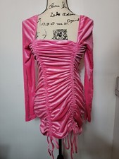Wild Fable Womens Long Sleeve Ruched Bodycon Mini Dress Pink Medium 
