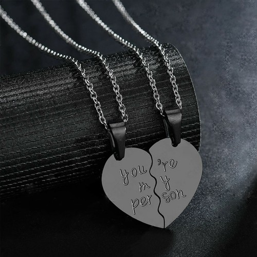 Half Heart Pendant Couples Necklace 