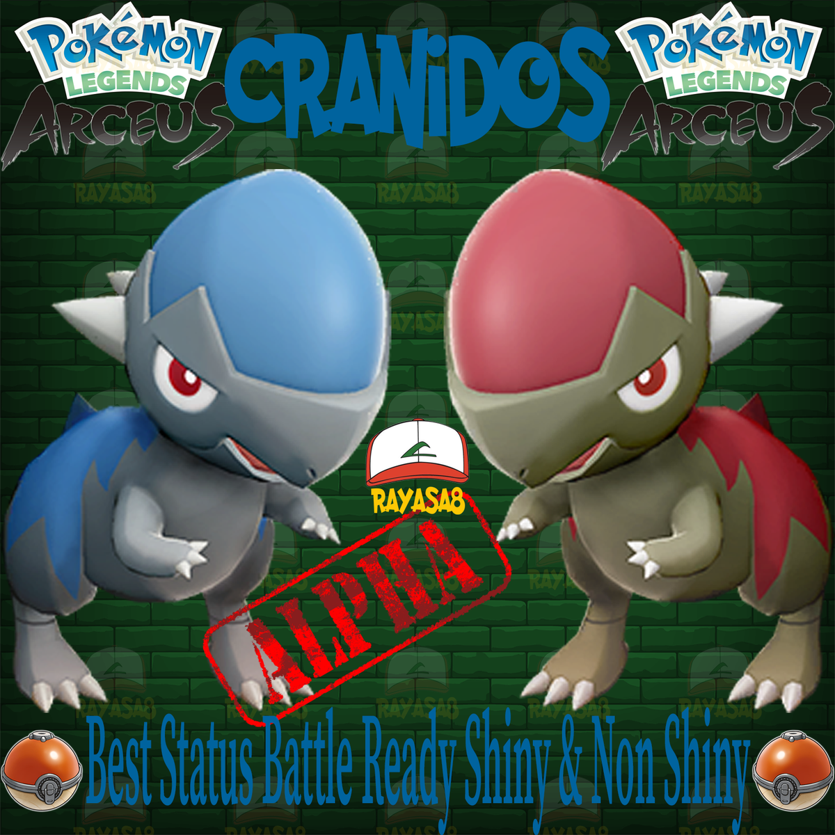 Cranidos Pokemon Shiny Alpha 6iv and Non Shiny Best Stats Legends Arceus
