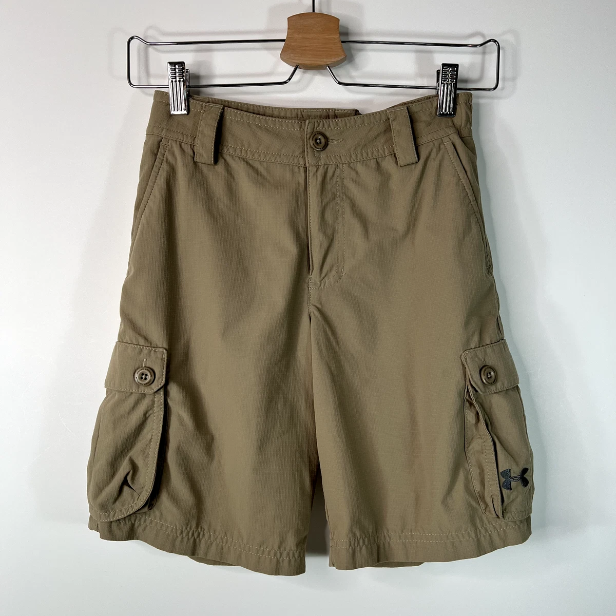 Under Armour Cargo Shorts Loose Fit Adjustable Tan 8.5 1254499