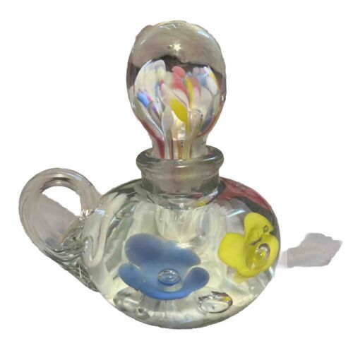 Tapón de botella de perfume de vidrio artístico soplado a mano varias flores Joe Rice St. Clair - Imagen 3 de 7
