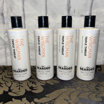 4 Packs, Live Bearded Beard / Hair / Body Wash - The Wingman Triple Threat 8 oz