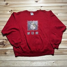 Vintage 90s y2k Jerzees Grandma Core Christmas Snowman Sweatshirt Size Large