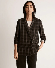 NWOT Madewell Caldwell Oversized Black Gray Plaid Blazer Women Sz Medium NH898