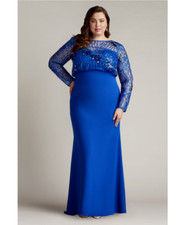 TADASHI SHOJI Mystic Sequin Embroidered Sheer Yoke Blouson Dress Gown 16W = 1X