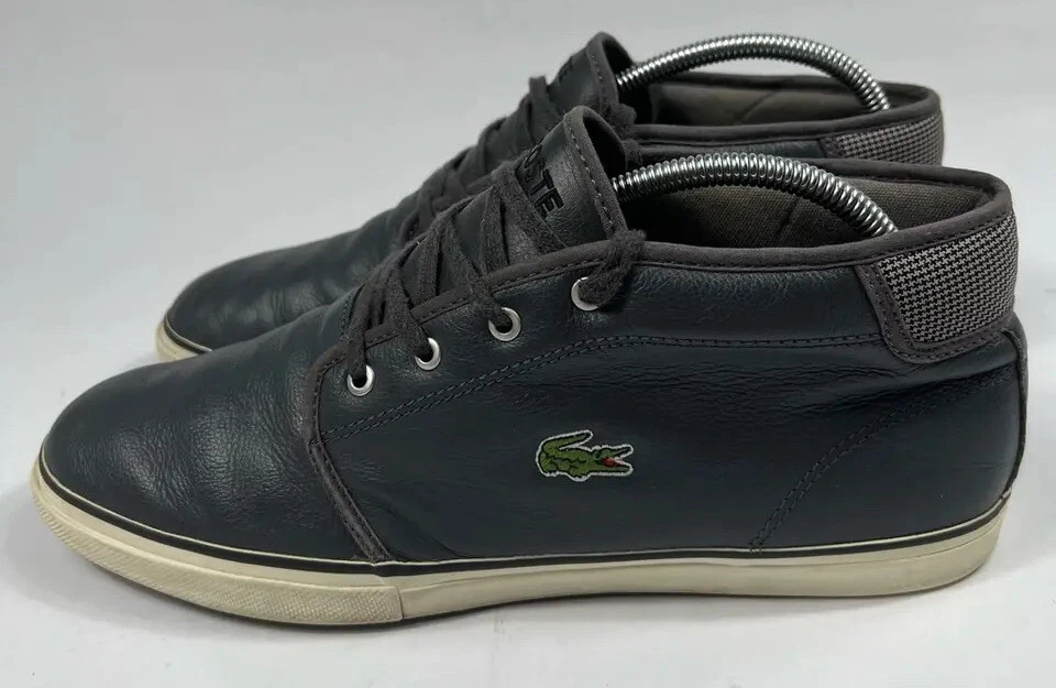 Lacoste Mens Ampthill Sneakers Gray 11975 Leather Top Crocodile Logo | eBay