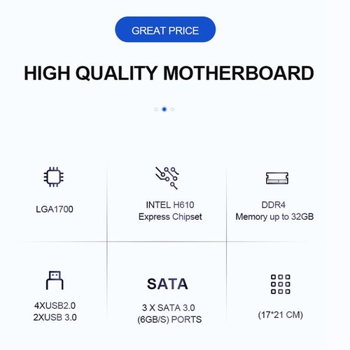 H610 Desktop Computer Motherboard M.2 SATA/NVME Ports Desktops Motherboard - Afbeelding 5 van 12