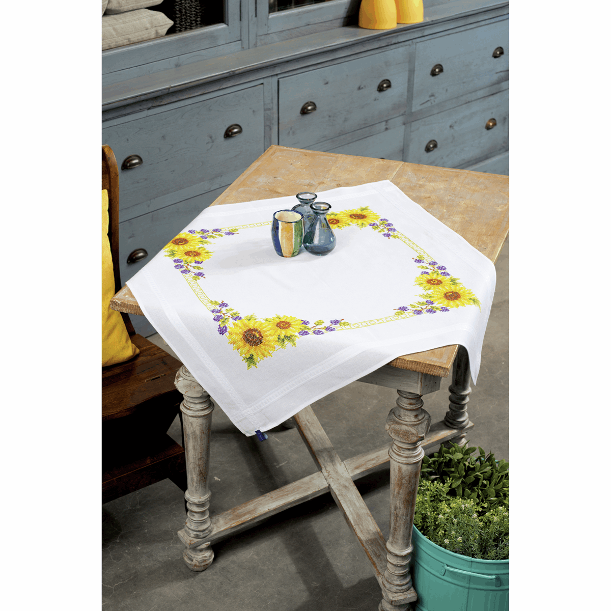 Vervaco Embroidery: Tablecloth: Sunflowers, 100% Cotton, Multi-Colour, 40 x 2 x 20 cm - Image 2